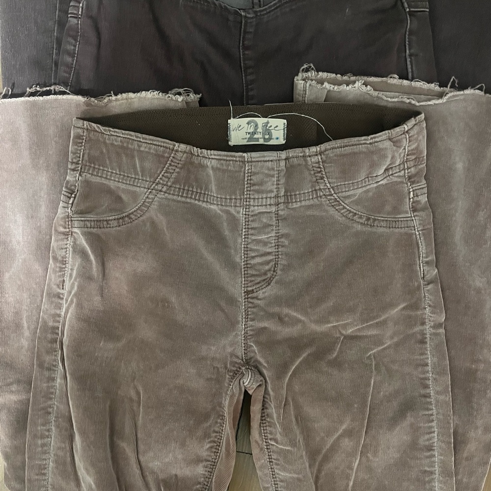 2 PAIRS! Free People Corduroy penny flare pants (dark chocolate and mocha color) - Picture 5 of 7
